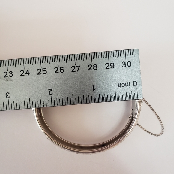 Vintage 1940s-'50s, Sterling silver floral etched bracelet. - Picture 3 of 12